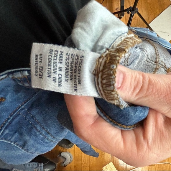 Telepatia Blue Ankle Cropped, Distressed Jeans Sz 13/31 - Picture 9 of 11